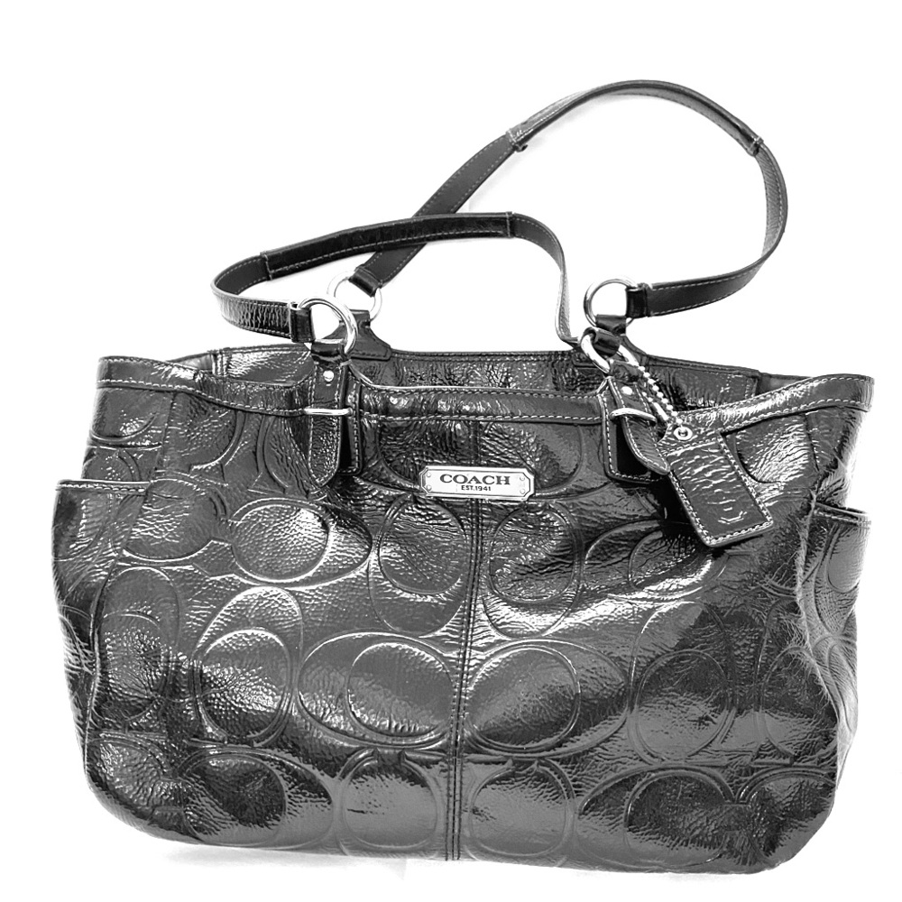 Coach black patent leather purse